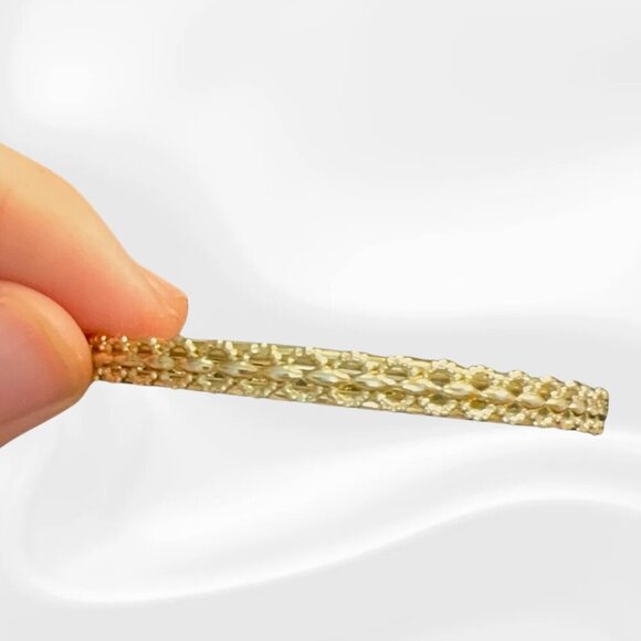 Gold-Tone Textured Bangle Bracelet | Vintage-Inspired Stackable Jewelry - Picture 3 of 6